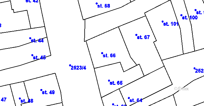 Parcela st. 66 v KÚ Kouřim, Katastrální mapa