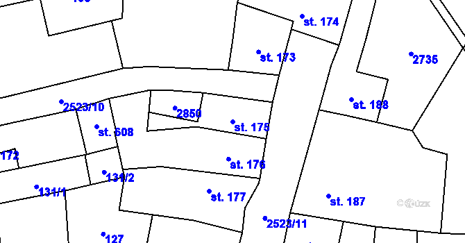 Parcela st. 175 v KÚ Kouřim, Katastrální mapa