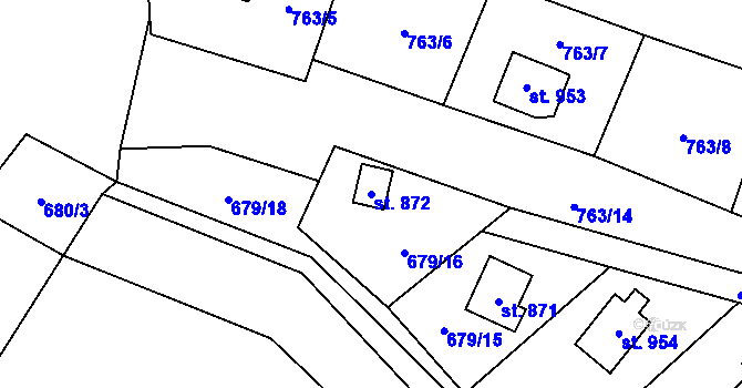 Parcela st. 872 v KÚ Kouřim, Katastrální mapa