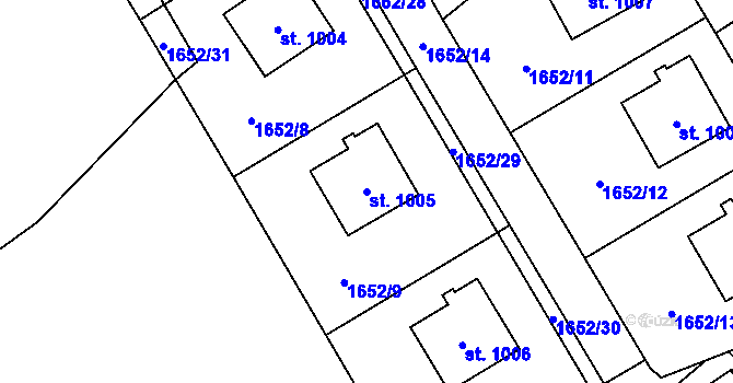 Parcela st. 1005 v KÚ Kouřim, Katastrální mapa