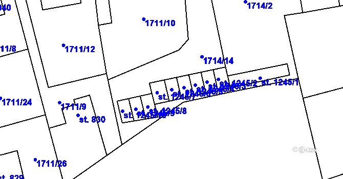 Parcela st. 1245/6 v KÚ Kouřim, Katastrální mapa