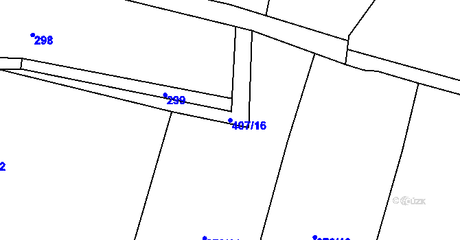 Parcela st. 407/16 v KÚ Kouřim, Katastrální mapa