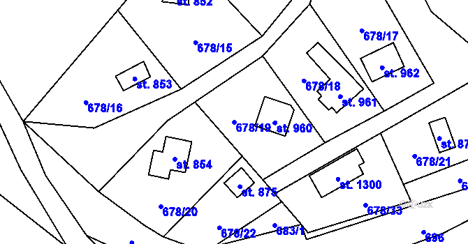 Parcela st. 678/19 v KÚ Kouřim, Katastrální mapa
