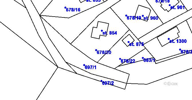 Parcela st. 678/20 v KÚ Kouřim, Katastrální mapa