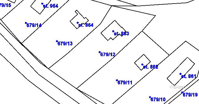 Parcela st. 679/12 v KÚ Kouřim, Katastrální mapa