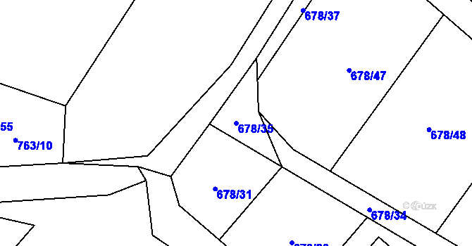 Parcela st. 678/35 v KÚ Kouřim, Katastrální mapa