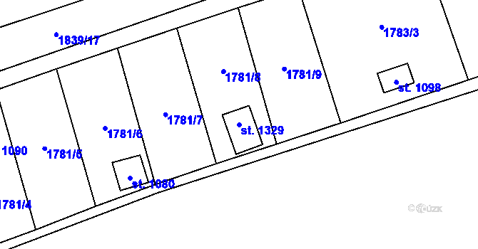 Parcela st. 1329 v KÚ Kouřim, Katastrální mapa