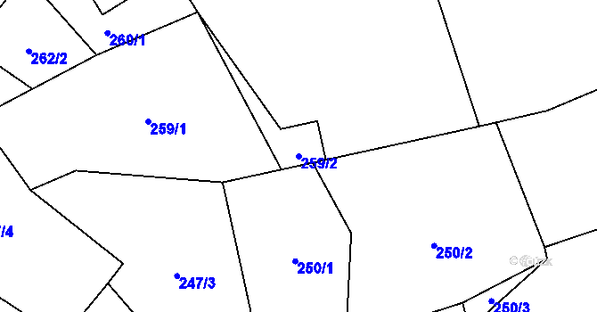 Parcela st. 259/2 v KÚ Kouřim, Katastrální mapa