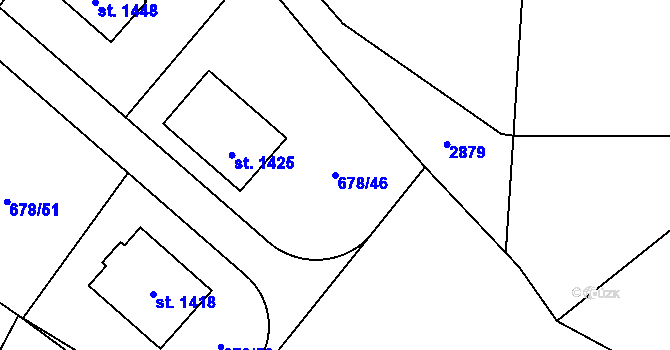 Parcela st. 678/46 v KÚ Kouřim, Katastrální mapa