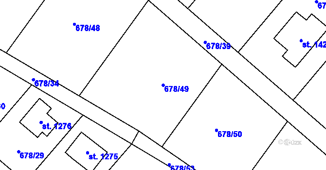 Parcela st. 678/49 v KÚ Kouřim, Katastrální mapa
