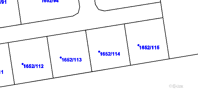 Parcela st. 1652/114 v KÚ Kouřim, Katastrální mapa