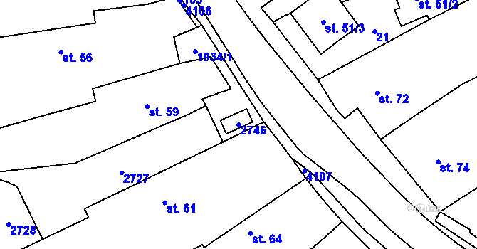 Parcela st. 2746 v KÚ Kout na Šumavě, Katastrální mapa
