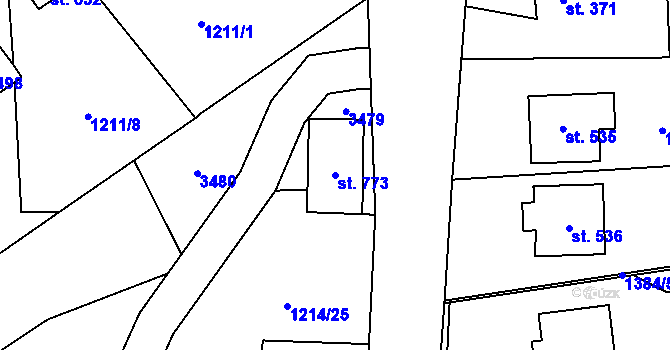 Parcela st. 773 v KÚ Kout na Šumavě, Katastrální mapa