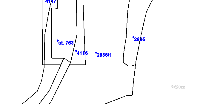 Parcela st. 2836 v KÚ Kout na Šumavě, Katastrální mapa