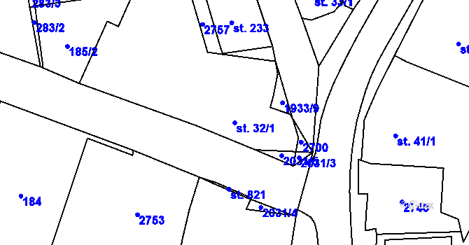 Parcela st. 32/1 v KÚ Kout na Šumavě, Katastrální mapa