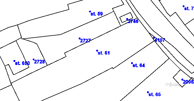 Parcela st. 61 v KÚ Kout na Šumavě, Katastrální mapa
