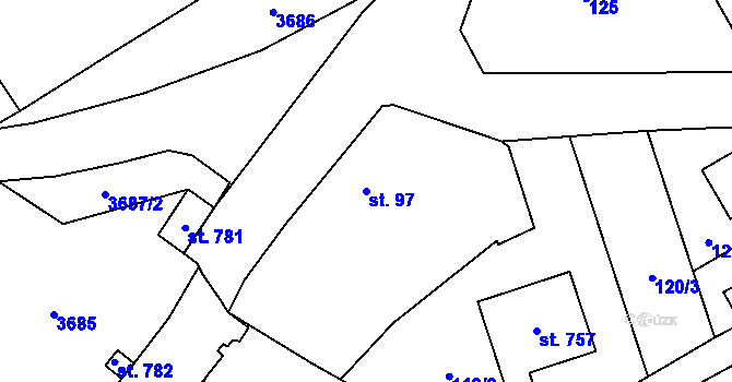 Parcela st. 97 v KÚ Kout na Šumavě, Katastrální mapa