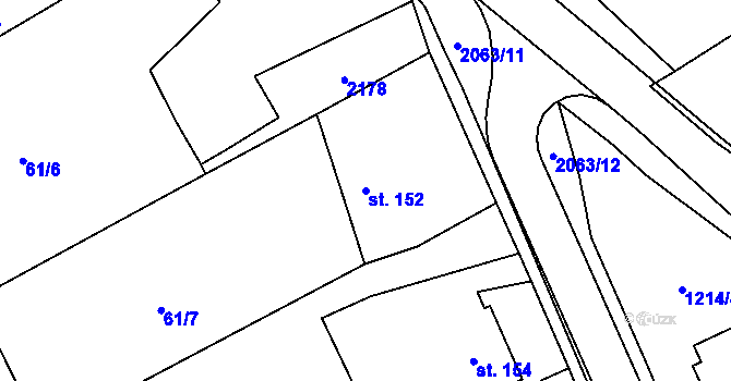Parcela st. 152 v KÚ Kout na Šumavě, Katastrální mapa