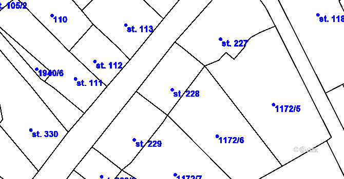 Parcela st. 228 v KÚ Kout na Šumavě, Katastrální mapa