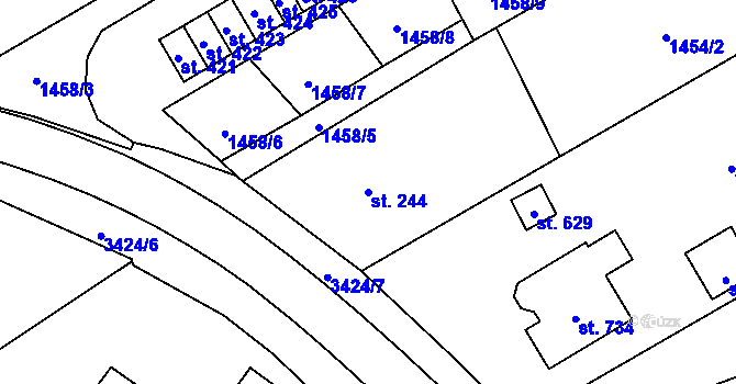Parcela st. 244 v KÚ Kout na Šumavě, Katastrální mapa