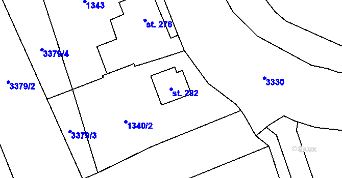 Parcela st. 282 v KÚ Kout na Šumavě, Katastrální mapa