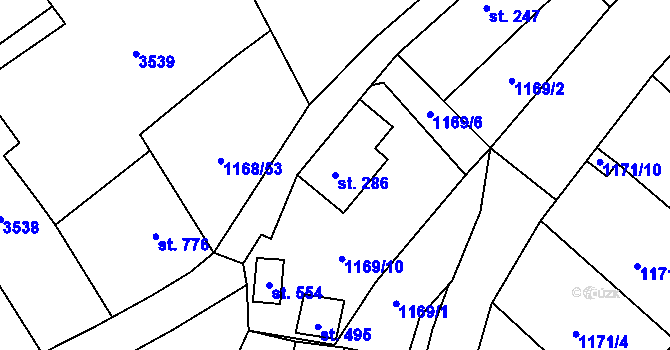 Parcela st. 286 v KÚ Kout na Šumavě, Katastrální mapa