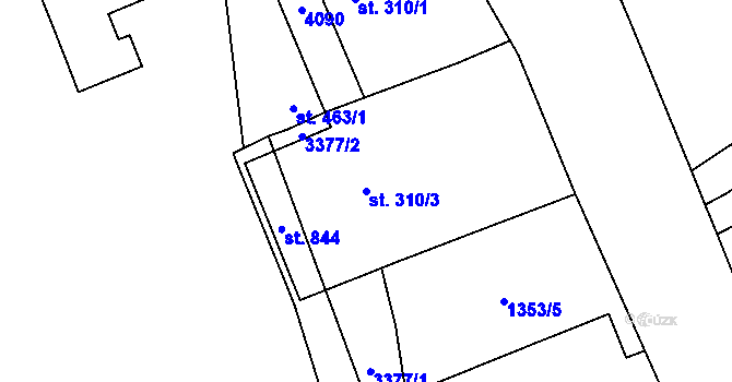 Parcela st. 310/3 v KÚ Kout na Šumavě, Katastrální mapa