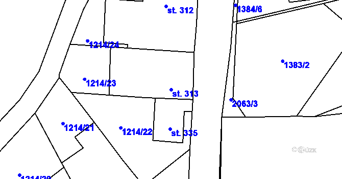 Parcela st. 313 v KÚ Kout na Šumavě, Katastrální mapa