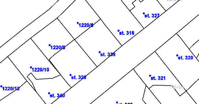 Parcela st. 339 v KÚ Kout na Šumavě, Katastrální mapa
