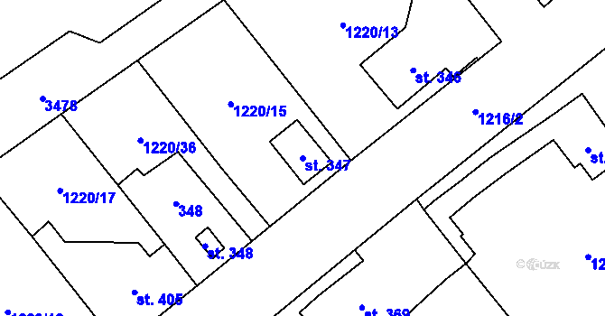 Parcela st. 347 v KÚ Kout na Šumavě, Katastrální mapa