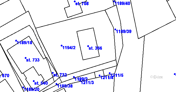 Parcela st. 366 v KÚ Kout na Šumavě, Katastrální mapa