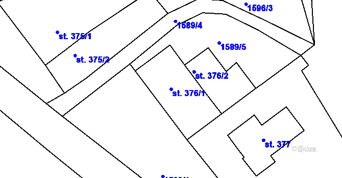 Parcela st. 376/1 v KÚ Kout na Šumavě, Katastrální mapa