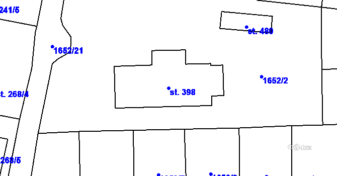 Parcela st. 398 v KÚ Kout na Šumavě, Katastrální mapa