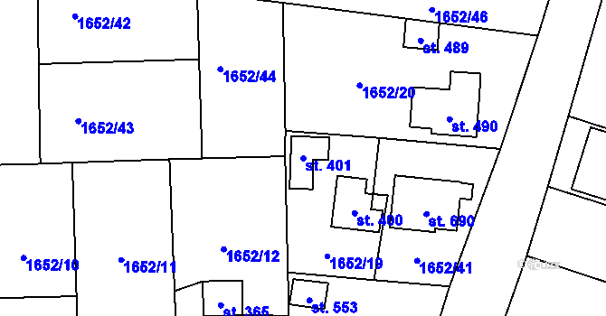 Parcela st. 401 v KÚ Kout na Šumavě, Katastrální mapa