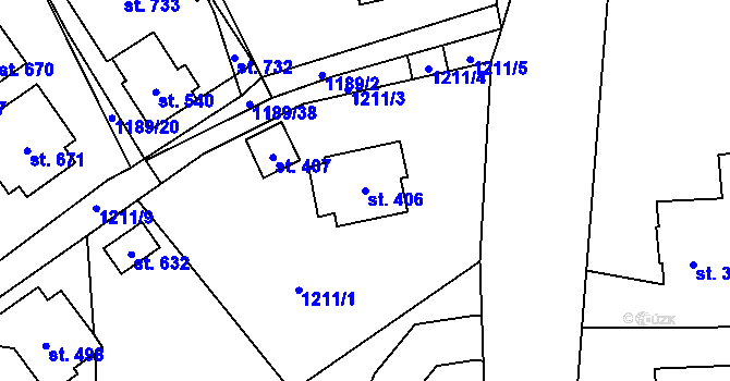 Parcela st. 406 v KÚ Kout na Šumavě, Katastrální mapa
