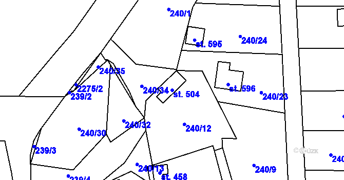 Parcela st. 504 v KÚ Kout na Šumavě, Katastrální mapa