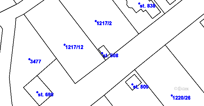 Parcela st. 508 v KÚ Kout na Šumavě, Katastrální mapa