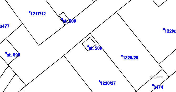 Parcela st. 509 v KÚ Kout na Šumavě, Katastrální mapa