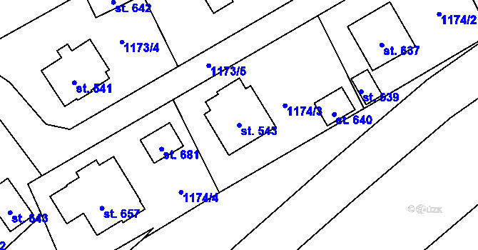 Parcela st. 543 v KÚ Kout na Šumavě, Katastrální mapa