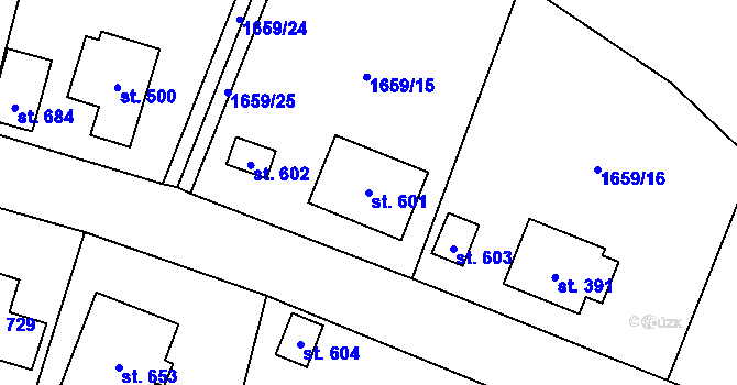 Parcela st. 601 v KÚ Kout na Šumavě, Katastrální mapa