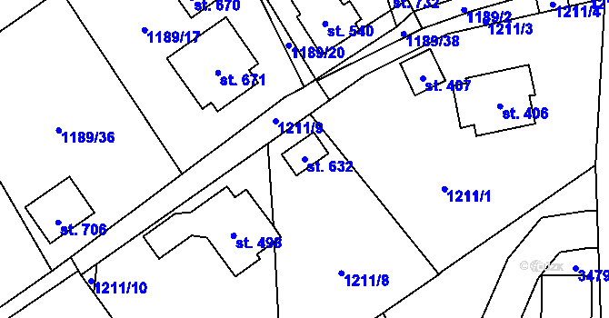 Parcela st. 632 v KÚ Kout na Šumavě, Katastrální mapa