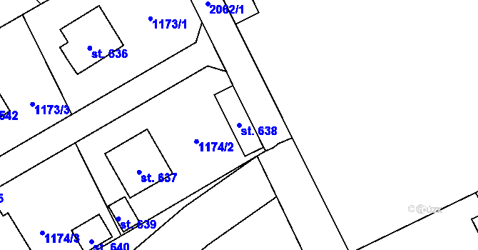 Parcela st. 638 v KÚ Kout na Šumavě, Katastrální mapa