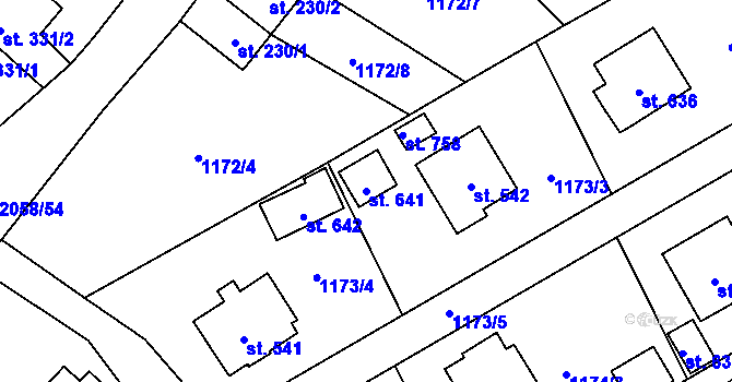 Parcela st. 641 v KÚ Kout na Šumavě, Katastrální mapa