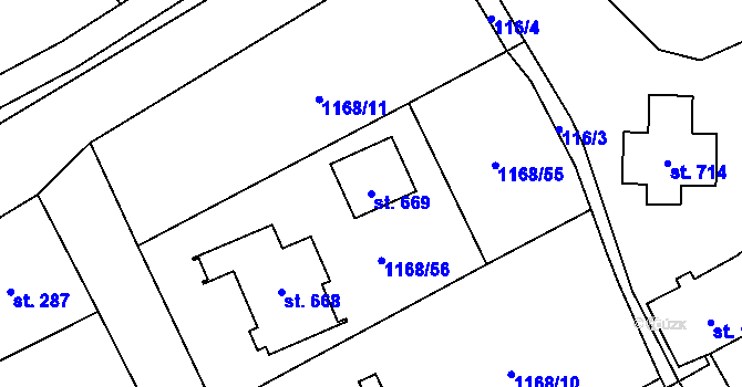 Parcela st. 669 v KÚ Kout na Šumavě, Katastrální mapa