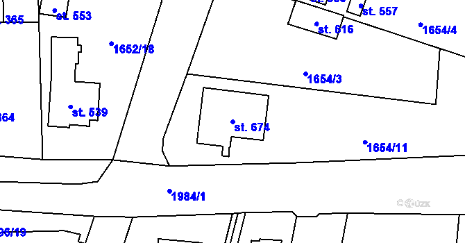 Parcela st. 674 v KÚ Kout na Šumavě, Katastrální mapa