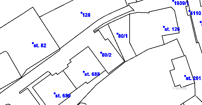 Parcela st. 80/2 v KÚ Kout na Šumavě, Katastrální mapa
