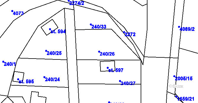 Parcela st. 240/26 v KÚ Kout na Šumavě, Katastrální mapa