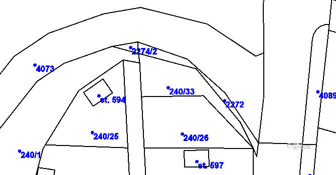 Parcela st. 240/33 v KÚ Kout na Šumavě, Katastrální mapa
