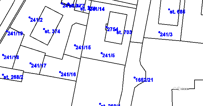 Parcela st. 241/5 v KÚ Kout na Šumavě, Katastrální mapa