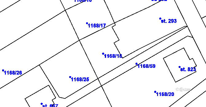 Parcela st. 1168/18 v KÚ Kout na Šumavě, Katastrální mapa